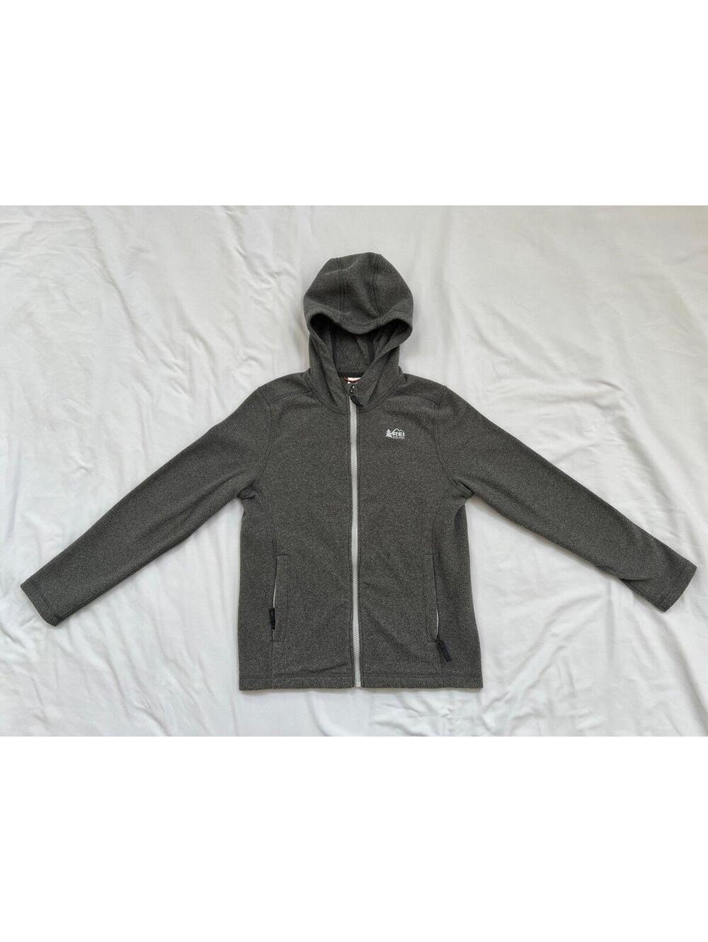 REI kids size M (10-12) grey fleece zip up hoodie